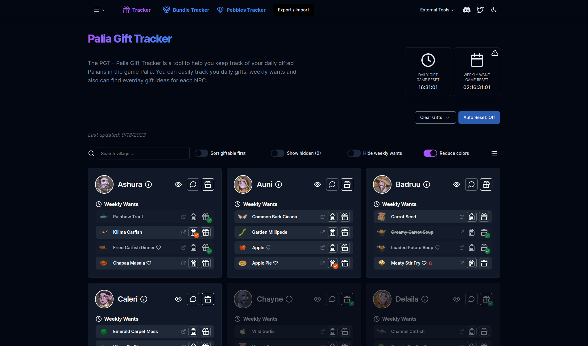 Palia Tracker